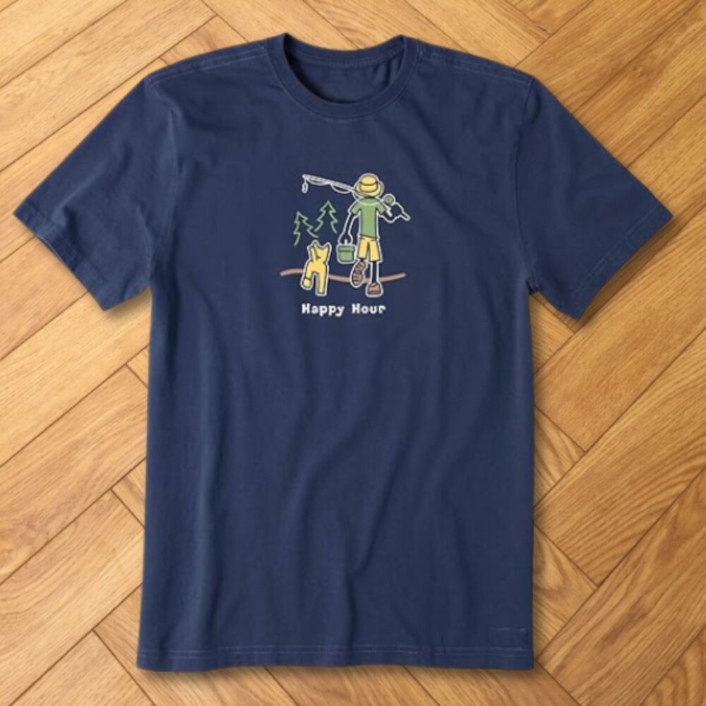 Navy - Happy Hour Fishing and Dog Adventure Graphic Tee